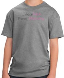 Breast Cancer Kids T-shirt - I Wear Pink For My Mommy Youth Grey Tee