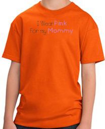 Breast Cancer Kids T-shirt - I Wear Pink For My Mommy Youth Orange Tee
