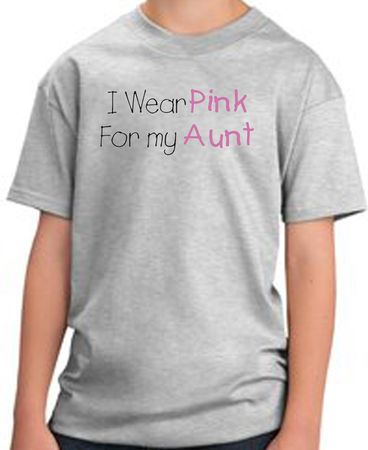 Breast Cancer Kids T-shirt Ribbon I Wear Pink For My Aunt Ash Tee