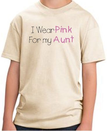 Breast Cancer Kids T-shirt Ribbon I Wear Pink For My Aunt Natural Tee