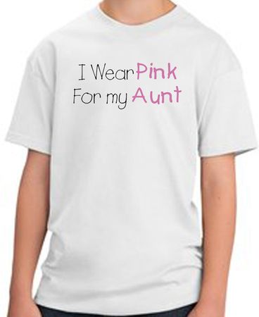 Breast Cancer Kids T-shirt Ribbon I Wear Pink For My Aunt White Tee