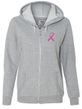 Breast Cancer Ladies Hoodie Pink Ribbon Pocket Print Full Zip Hoody