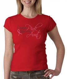 Breast Cancer Ladies Shirt Crewneck I Wear Pink For My Aunt Red