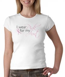 Breast Cancer Ladies Shirt Crewneck I Wear Pink For My Aunt White