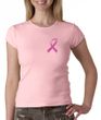 Breast Cancer Ladies Shirt Crewneck Pink Ribbon Pocket Print Pink