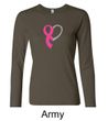 Breast Cancer Ladies Shirt Ribbon Heart Long Sleeve Tee T-Shirt