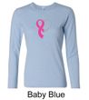 Breast Cancer Ladies Shirt Ribbon Heart Long Sleeve Tee T-Shirt