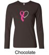 Breast Cancer Ladies Shirt Ribbon Heart Long Sleeve Tee T-Shirt