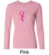 Breast Cancer Ladies Shirt Ribbon Heart Long Sleeve Tee T-Shirt