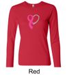 Breast Cancer Ladies Shirt Ribbon Heart Long Sleeve Tee T-Shirt
