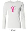 Breast Cancer Ladies Shirt Ribbon Heart Long Sleeve Tee T-Shirt