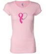 Breast Cancer Ladies Shirt Ribbon Heart Longer Length Tee T-Shirt