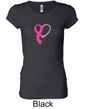 Breast Cancer Ladies Shirt Ribbon Heart Longer Length Tee T-Shirt