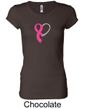 Breast Cancer Ladies Shirt Ribbon Heart Longer Length Tee T-Shirt