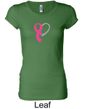 Breast Cancer Ladies Shirt Ribbon Heart Longer Length Tee T-Shirt