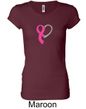 Breast Cancer Ladies Shirt Ribbon Heart Longer Length Tee T-Shirt