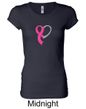 Breast Cancer Ladies Shirt Ribbon Heart Longer Length Tee T-Shirt