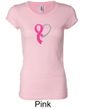Breast Cancer Ladies Shirt Ribbon Heart Longer Length Tee T-Shirt