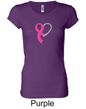 Breast Cancer Ladies Shirt Ribbon Heart Longer Length Tee T-Shirt