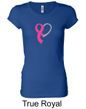 Breast Cancer Ladies Shirt Ribbon Heart Longer Length Tee T-Shirt