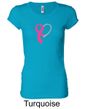 Breast Cancer Ladies Shirt Ribbon Heart Longer Length Tee T-Shirt