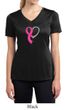 Breast Cancer Ladies Shirt Ribbon Heart Moisture Wicking V-neck Tee