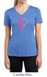 Breast Cancer Ladies Shirt Ribbon Heart Moisture Wicking V-neck Tee