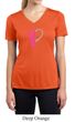 Breast Cancer Ladies Shirt Ribbon Heart Moisture Wicking V-neck Tee