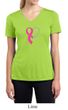 Breast Cancer Ladies Shirt Ribbon Heart Moisture Wicking V-neck Tee