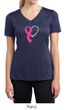 Breast Cancer Ladies Shirt Ribbon Heart Moisture Wicking V-neck Tee