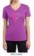 Breast Cancer Ladies Shirt Ribbon Heart Moisture Wicking V-neck Tee