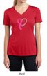 Breast Cancer Ladies Shirt Ribbon Heart Moisture Wicking V-neck Tee