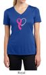 Breast Cancer Ladies Shirt Ribbon Heart Moisture Wicking V-neck Tee