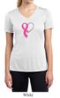 Breast Cancer Ladies Shirt Ribbon Heart Moisture Wicking V-neck Tee