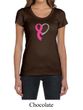 Breast Cancer Ladies Shirt Ribbon Heart Scoop Neck Tee T-Shirt