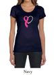 Breast Cancer Ladies Shirt Ribbon Heart Scoop Neck Tee T-Shirt