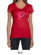 Breast Cancer Ladies Shirt Ribbon Heart Scoop Neck Tee T-Shirt