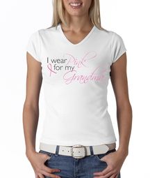 Breast Cancer Ladies Shirt V-neck I Wear Pink For My Grandma White