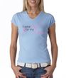 Breast Cancer Ladies Shirt V-neck I Wear Pink For My Mom Baby Blue