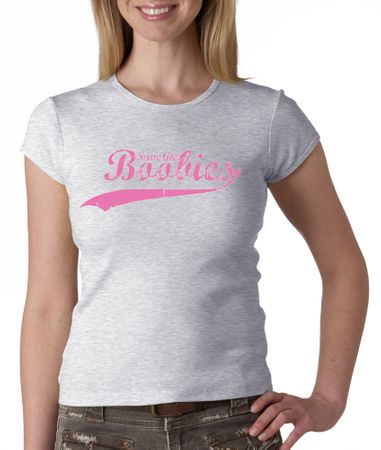 Breast Cancer Ladies T-shirt - Crewneck Save The Boobies Grey Tee