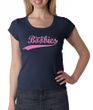 Breast Cancer Ladies T-shirt Scoop Neck Save The Boobies Navy Tee