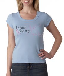 Breast Cancer Ladies T-shirt - Scoop Neck Wear Pink For My Cousin Blue
