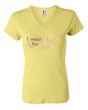 Breast Cancer Ladies T-shirt - V-neck I Wear Pink For Me Yellow Tee