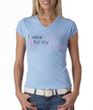 Breast Cancer Ladies T-shirt - V-neck I Wear Pink For My Cousin Blue