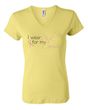Breast Cancer Ladies T-shirt - V-neck I Wear Pink For My Cousin Yellow
