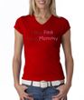 Breast Cancer Ladies T-shirt V-neck I Wear Pink For My Mommy Red Tee