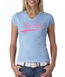 Breast Cancer Ladies T-shirt - V-neck Save The Boobies Baby Blue Tee