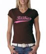 Breast Cancer Ladies T-shirt V-neck Save The Boobies Brown Tee