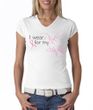 Breast Cancer Ladies T-shirt V-neck Wear Pink For My Sister White Tee