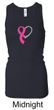 Breast Cancer Ladies Tanktop Ribbon Heart Longer Length Racerback Tank
